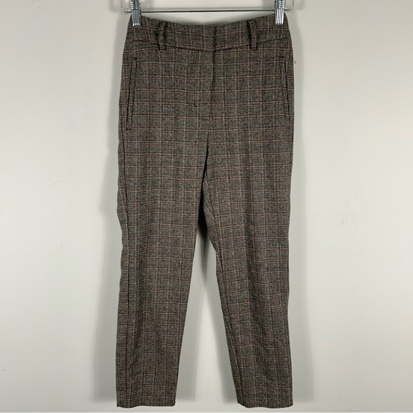 Wilfred Aritzia Trouser Pant Black Orange Plaid Wool Blend Women's Size 0 - Picture 1 of 11